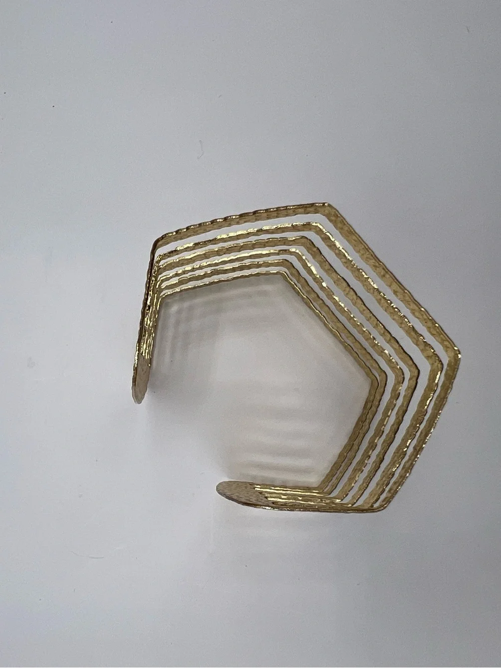 Vintage Gold Textured Wide Chevron Cuff Statement Bracelet